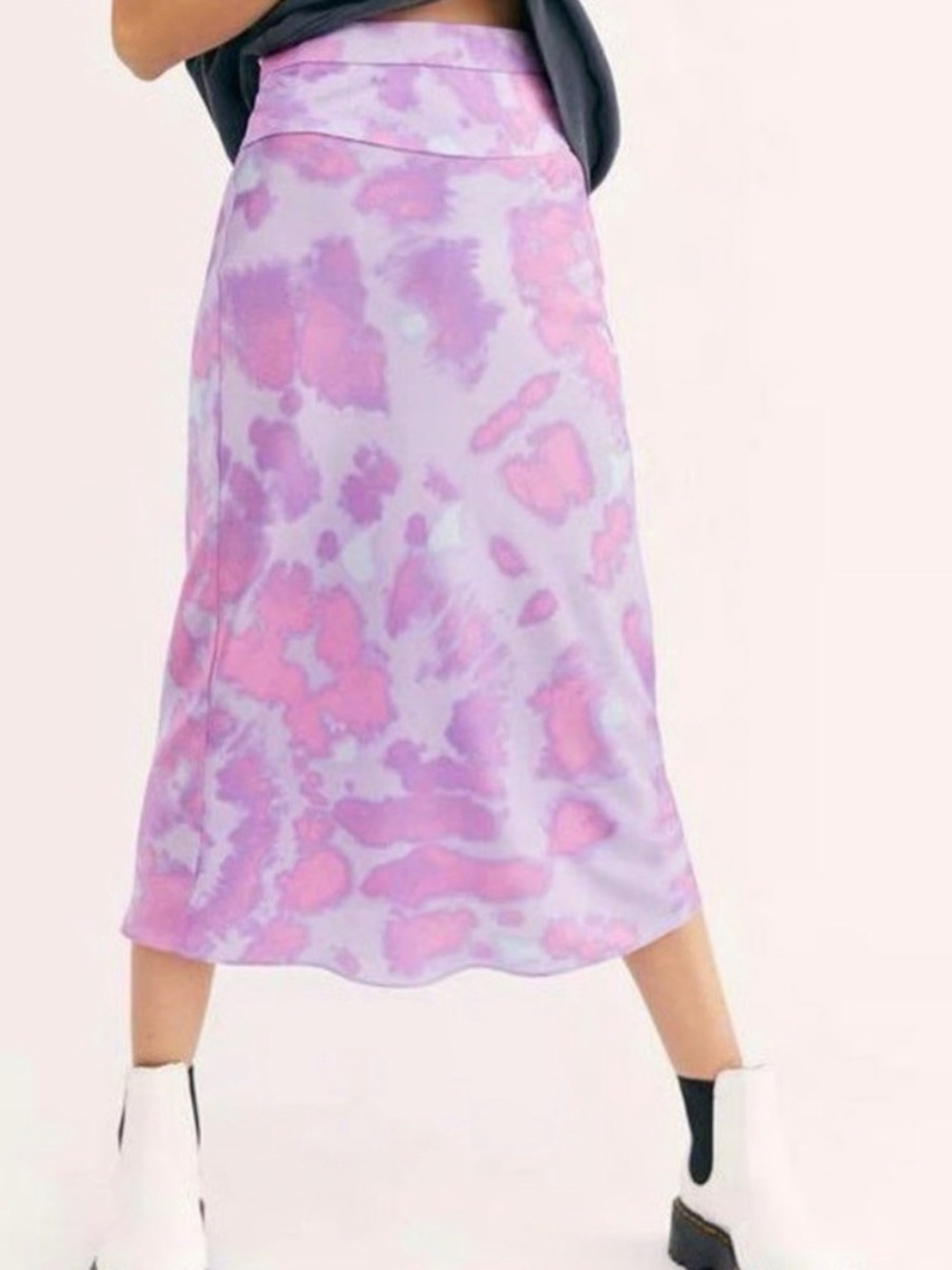 Free People Normani Bias Midi Skirt in Lavender and Pink Tie-Dye -Sz 12